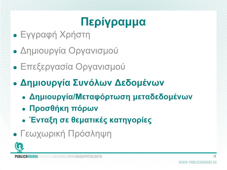 Δεδομένων Δημιουργία/Μεταφόρτωση μεταδεδομένων