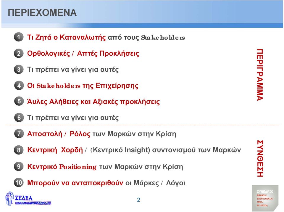 να γίνει για αυτές Αποστολή / Ρόλος τωνμαρκώνστηνκρίση Κεντρική Χορδή / (Κεντρικό Insight) συντονισμού των