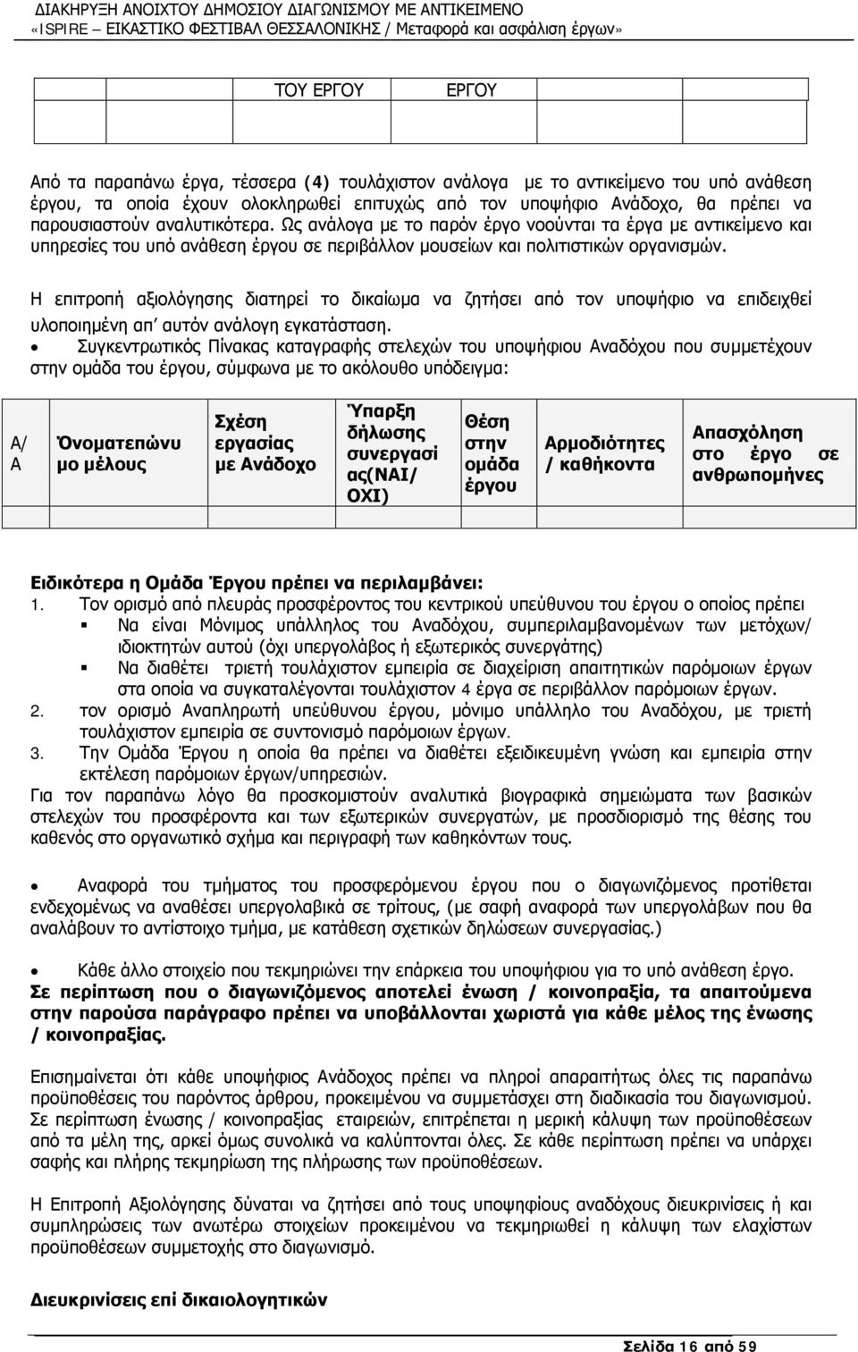 Η επιτροπή αξιολόγησης διατηρεί το δικαίωμα να ζητήσει από τον υποψήφιο να επιδειχθεί υλοποιημένη απ αυτόν ανάλογη εγκατάσταση.