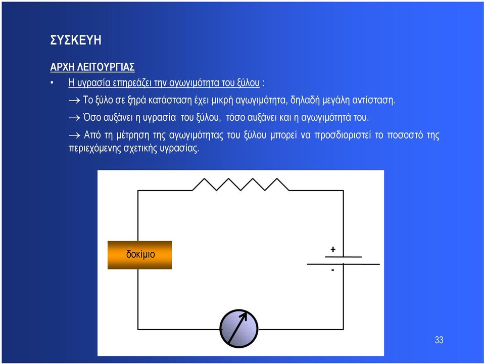 Όσο αυξάνει η υγρασία του ξύλου, τόσο αυξάνει και η αγωγιμότητά του.
