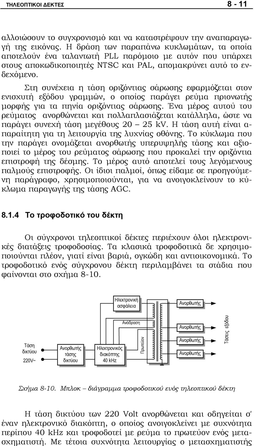 Στη συνέχεια η τάση οριζόντιας σάρωσης εφαρμόζεται στον ενισχυτή εξόδου γραμμών, ο οποίος παράγει ρεύμα πριονωτής μορφής για τα πηνία οριζόντιας σάρωσης.