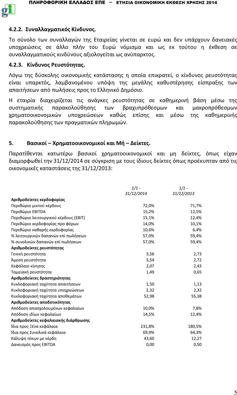 ανύπαρκτος. 4.2.3. Κίνδυνος Ρευστότητας.