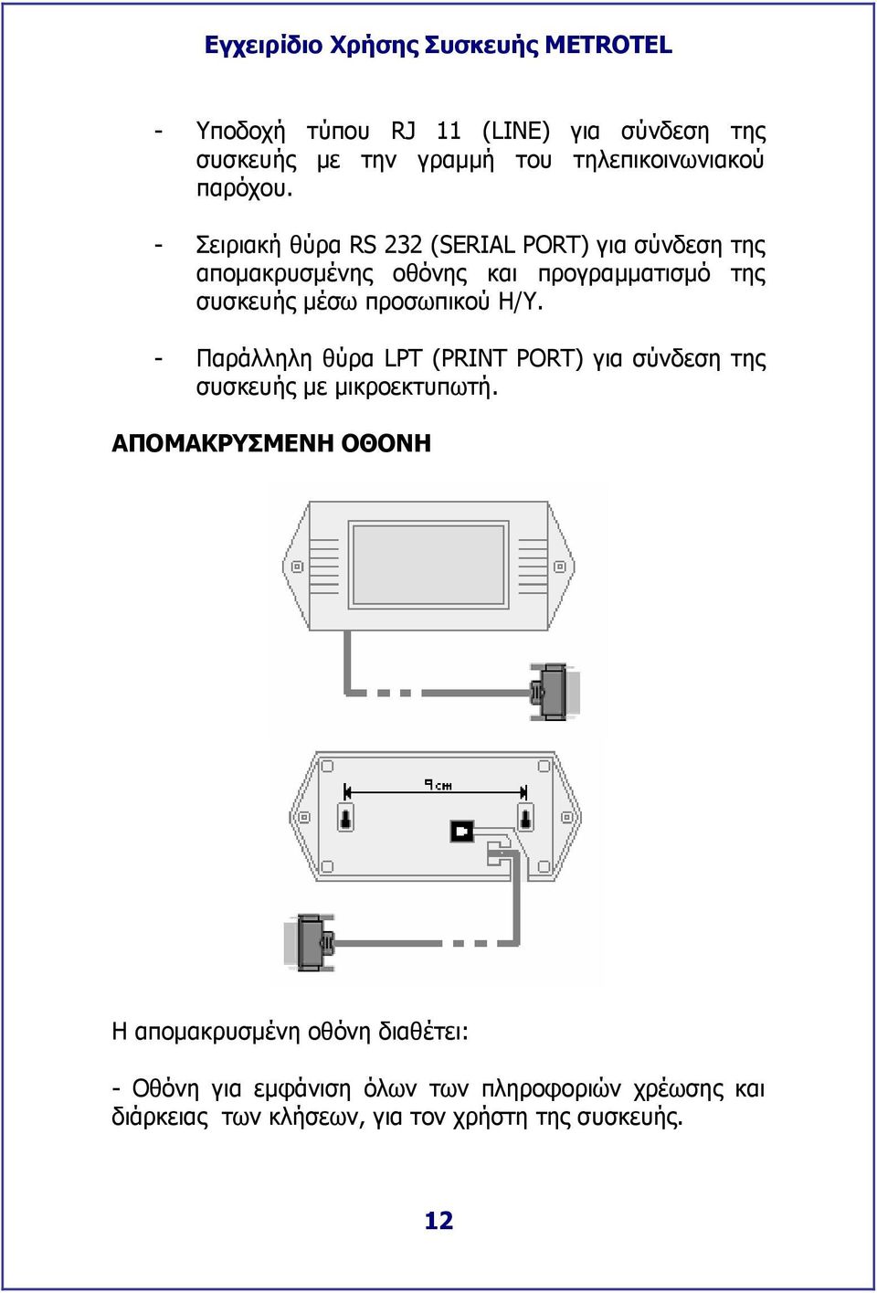 προσωπικού Η/Υ. - Παράλληλη θύρα LPT (PRINT PORT) για σύνδεση της συσκευής µε µικροεκτυπωτή.