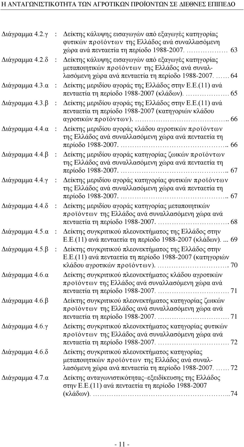 .. 66 Γηάγξακκα 4.4.α : Γείθηεο κεξηδίνπ αγνξάο θιάδνπ αγξνηηθψλ πξντφλησλ ηεο Διιάδνο αλά ζπλαιιαζφκελε ρψξα αλά πεληαεηία ηε πεξίνδν 1988-2007... 66 Γηάγξακκα 4.4.β : Γείθηεο κεξηδίνπ αγνξάο θαηεγνξίαο δσηθψλ πξντφλησλ ηεο Διιάδνο αλά ζπλαιιαζφκελε ρψξα αλά πεληαεηία ηε πεξίνδν 1988-2007.