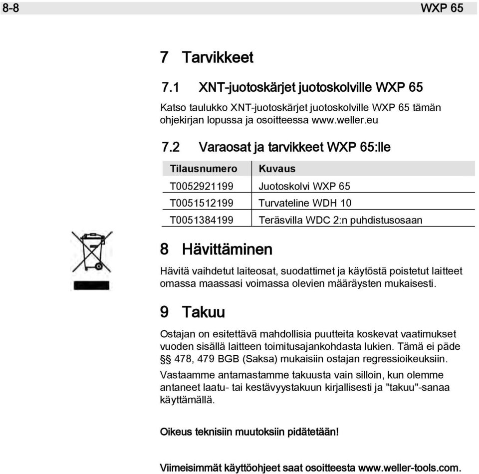 laiteosat, suodattimet ja käytöstä poistetut laitteet omassa maassasi voimassa olevien määräysten mukaisesti.