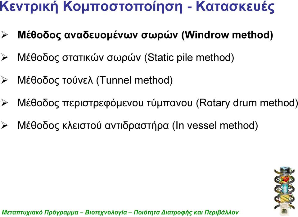 Μέθοδος τούνελ (Tunnel method) Mέθοδος περιστρεφόμενου τύμπανου