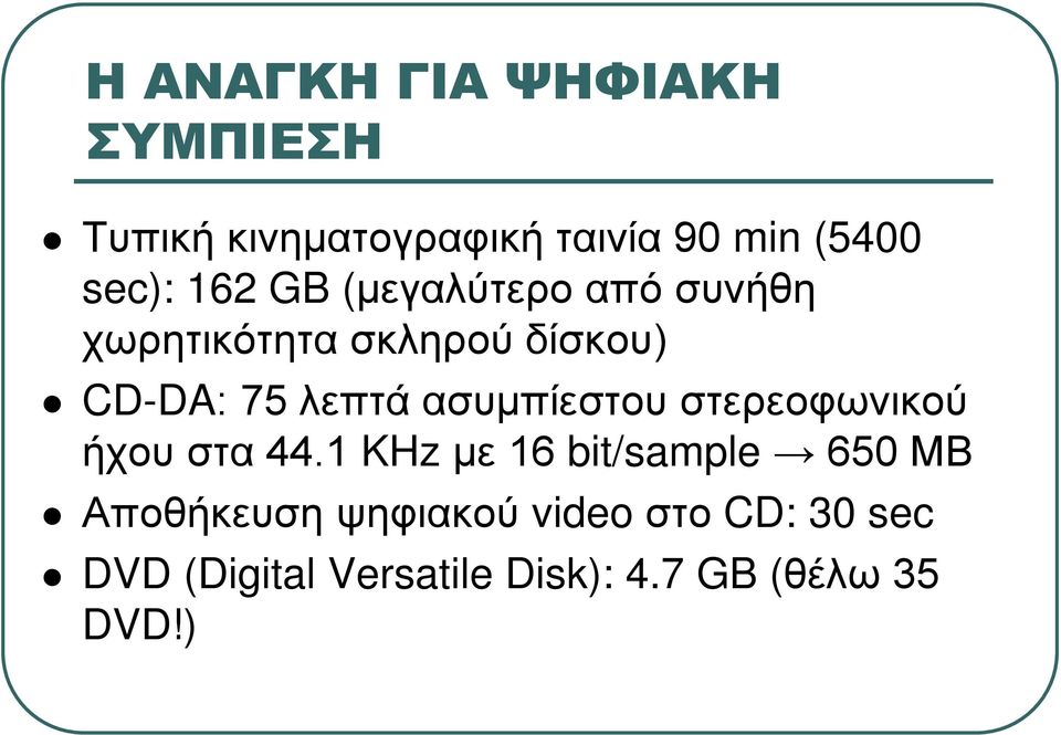 ασυμπίεστου στερεοφωνικού ήχου στα 44.