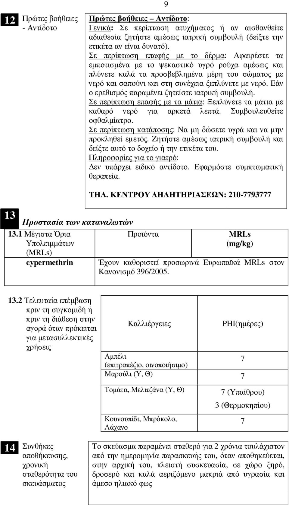 Εάν ο ερεθισµός παραµένει ζητείστε ιατρική συµβουλή. Σε περίπτωση επαφής µε τα µάτια: Ξεπλύνετε τα µάτια µε καθαρό νερό για αρκετά λεπτά. Συµβουλευθείτε οφθαλµίατρο.