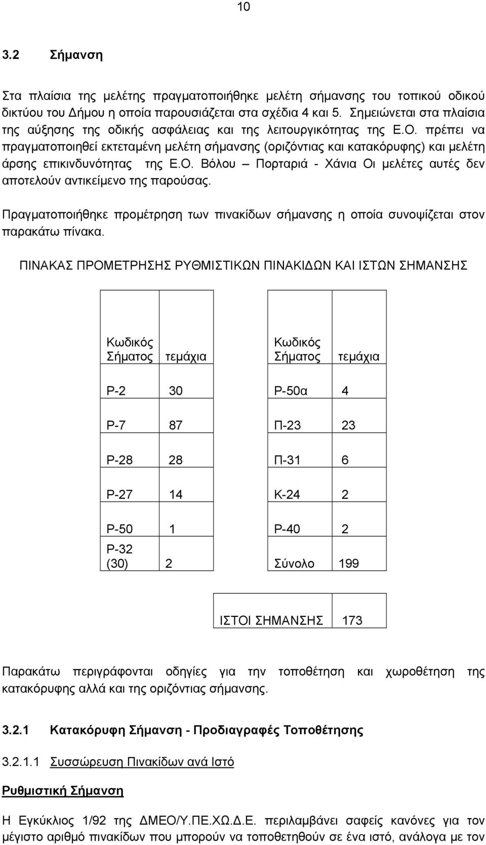 πρέπει να πραγματοποιηθεί εκτεταμένη μελέτη σήμανσης (οριζόντιας και κατακόρυφης) και μελέτη άρσης επικινδυνότητας της Ε.Ο.