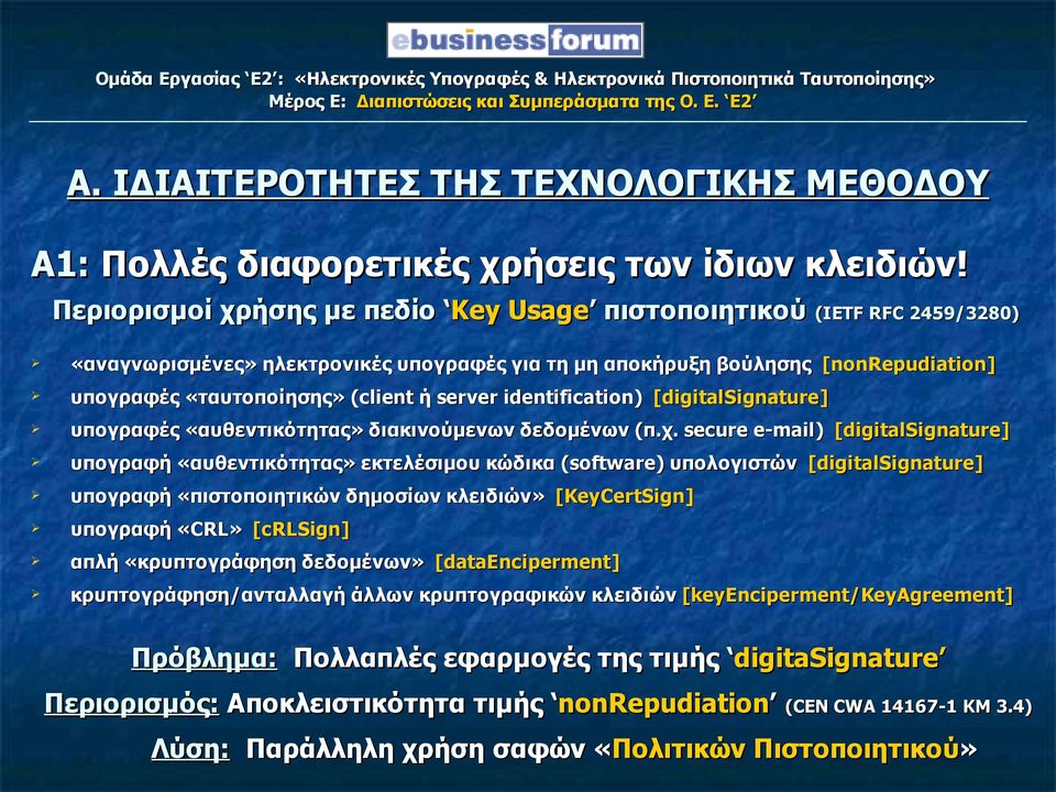 server identification) [digitalsignature] υπογραφές «αυθεντικότητας» διακινούμενων δεδομένων (π.χ.