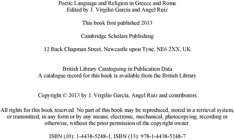 in Publication Data A catalogue record for this book is available from the British Library Copyright 2013 by J.