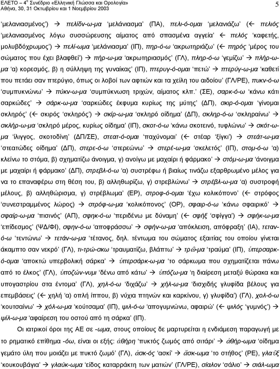 καθετί που πετάει σαν πτερύγιο, όπως οι λοβοί των αφτιών και τα χείλη του αιδοίου (ΓΛ/ΡΕ), πυκν-ό-ω συμπυκνώνω πύκν-ω-μα συμπύκνωση τριχών, αίματος κλπ.