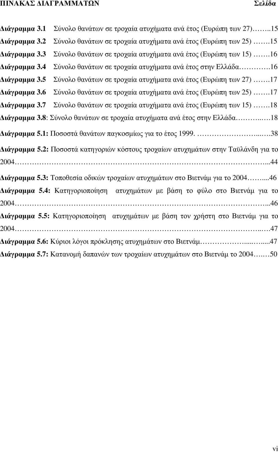 6 Σύνολο θανάτων σε τροχαία ατυχήµατα ανά έτος (Ευρώπη των 25).17 ιάγραµµα 3.7 Σύνολο θανάτων σε τροχαία ατυχήµατα ανά έτος (Ευρώπη των 15).18 ιάγραµµα 3.