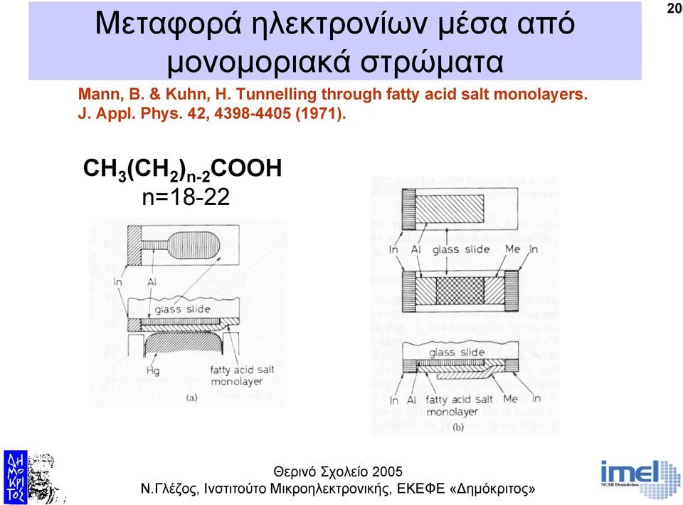 Tunnelling through fatty acid salt monolayers.