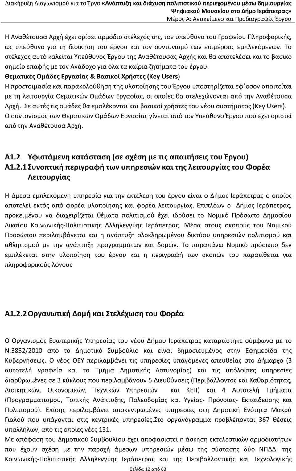 Θεματικές Ομάδες Εργασίας & Βασικοί Χρήστες (Key Users) Η προετοιμασία και παρακολούθηση της υλοποίησης του Έργου υποστηρίζεται εφ οσον απαιτείται με τη λειτουργία Θεματικών Ομάδων Εργασίας, οι