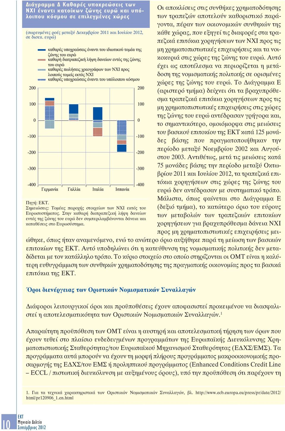 Οι αποκλίσεις στις συνθήκες χρηµατοδότησης των τραπεζών αποτελούν καθοριστικό παράγοντα, πέραν των οικονοµικών συνθηκών της κάθε χώρας, που εξηγεί τις διαφορές στα τραπεζικά επιτόκια χορηγήσεων των