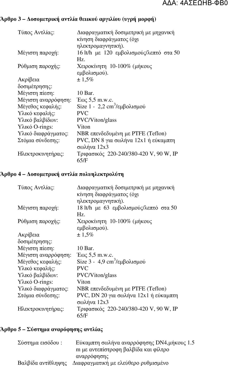 Μέγιστη αναρρόφηση: Έως 5,5 m.w.c.