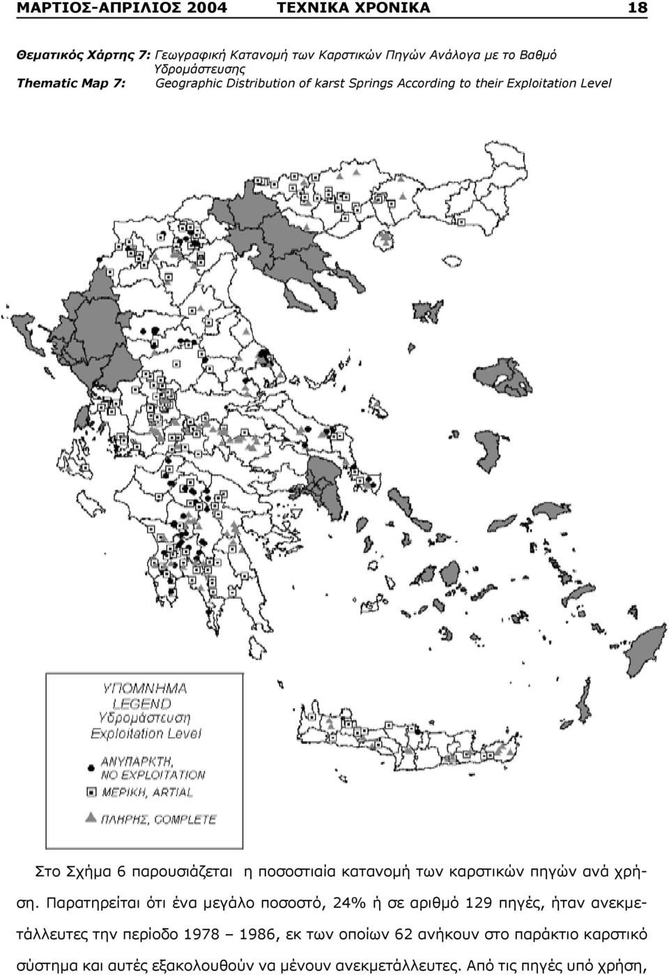 κατανομή των καρστικών πηγών ανά χρήση.