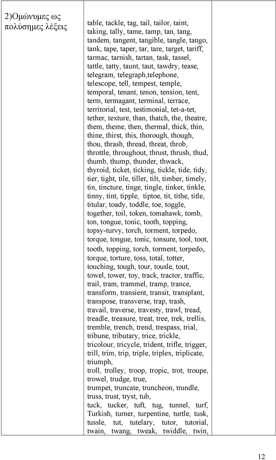 termagant, terminal, terrace, territorial, test, testimonial, tet-a-tet, tether, texture, than, thatch, the, theatre, them, theme, then, thermal, thick, thin, thine, thirst, this, thorough, though,