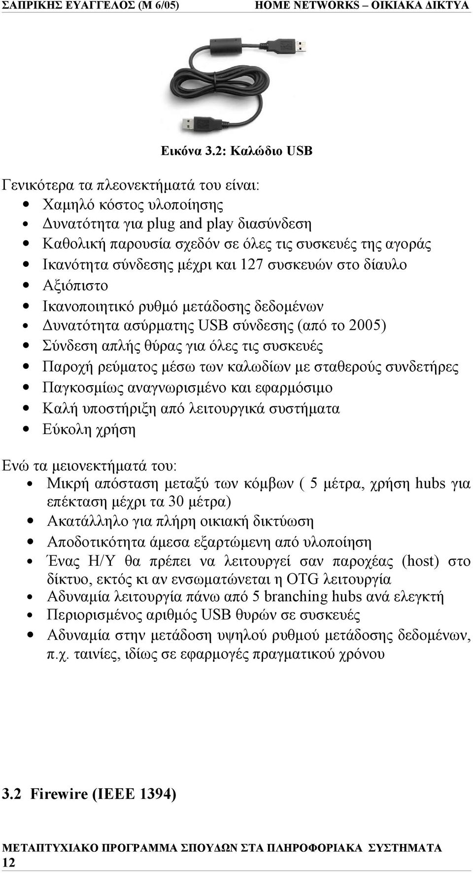 μέχρι και 127 συσκευών στο δίαυλο Αξιόπιστο Ικανοποιητικό ρυθμό μετάδοσης δεδομένων Δυνατότητα ασύρματης USB σύνδεσης (από το 2005) Σύνδεση απλής θύρας για όλες τις συσκευές Παροχή ρεύματος μέσω των