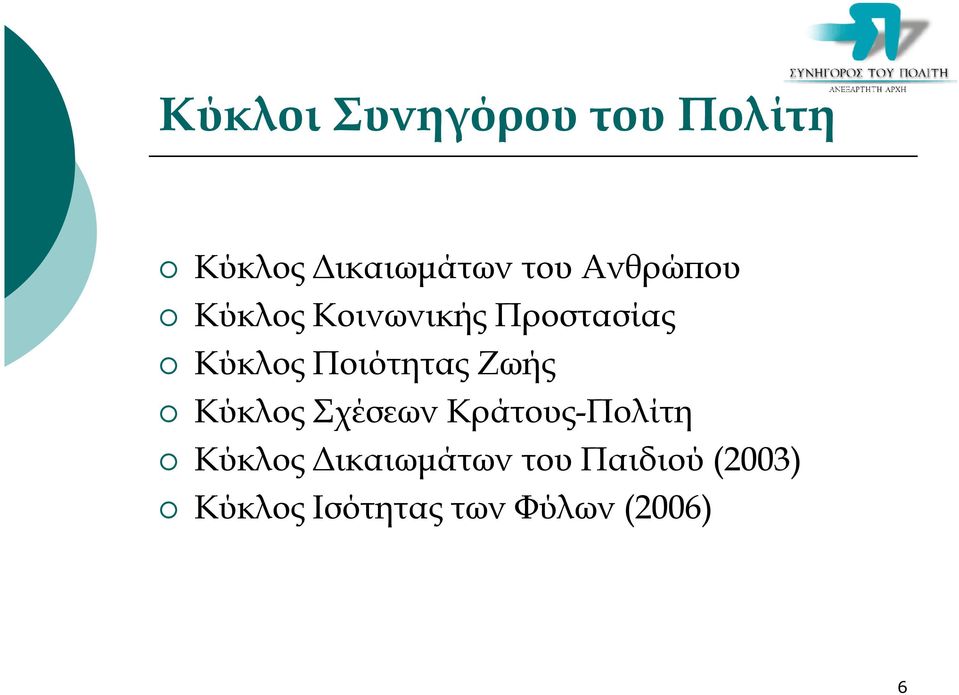 Ποιότητας Ζωής Κύκλος Σχέσεων Κράτους-Πολίτη Κύκλος