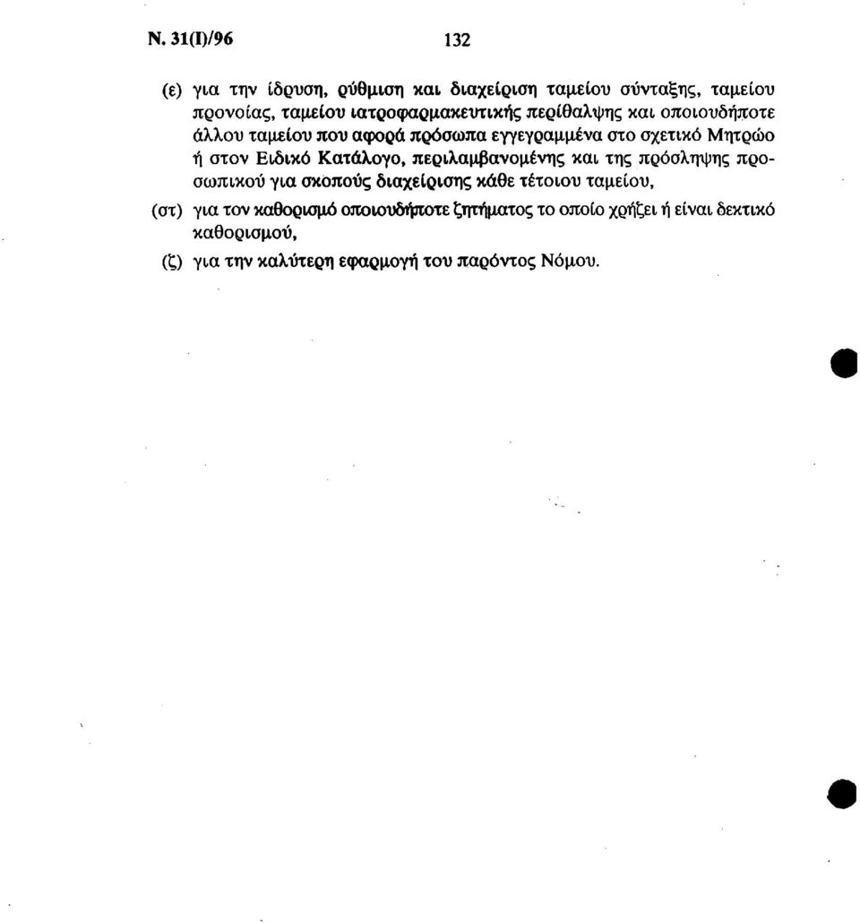 Ειδικό Κατάλογο, περιλαμβανομένης και της πρόσληψης προσωπικού για σκοπούς διαχείρισης κάθε τέτοιου ταμείου, (στ) για