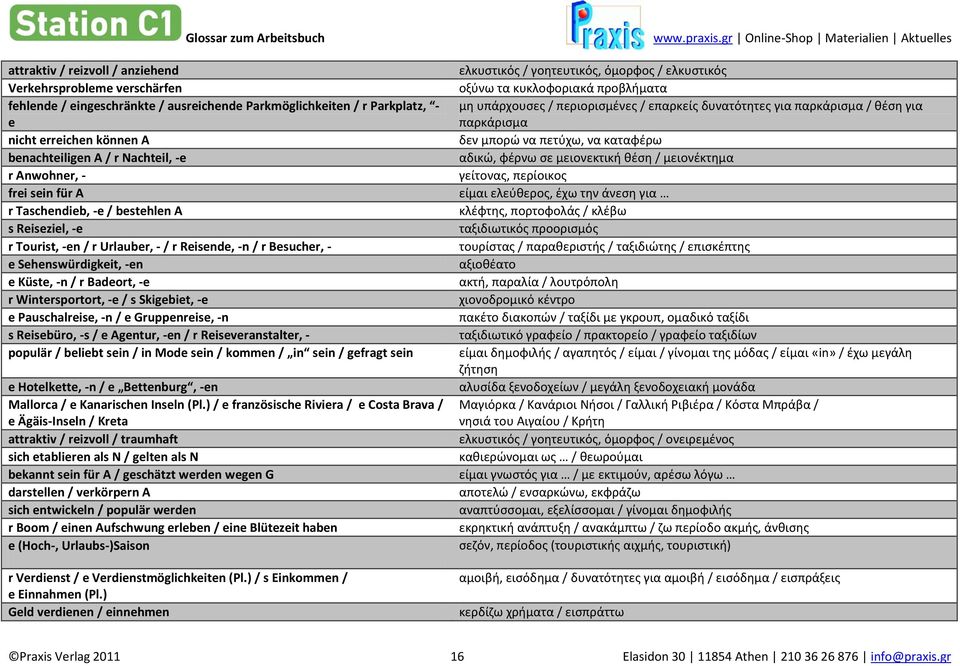 Wintersportort, -e / s Skigebiet, -e e Pauschalreise, -n / e Gruppenreise, -n s Reisebüro, -s / e Agentur, -en / r Reiseveranstalter, - populär / beliebt sein / in Mode sein / kommen / in sein /