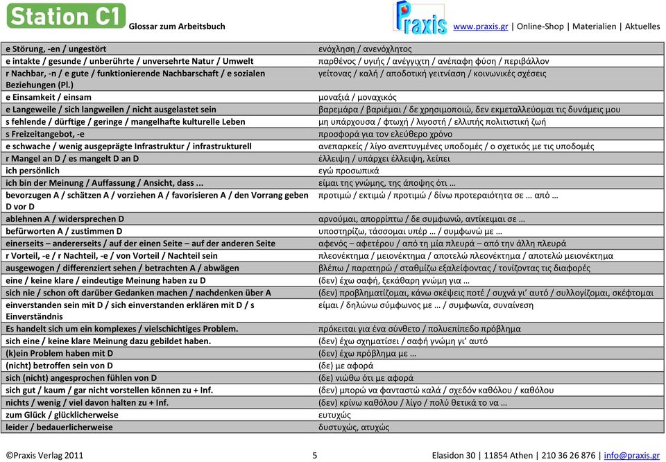 Infrastruktur / infrastrukturell r Mangel an D / es mangelt D an D ich persönlich ich bin der Meinung / Auffassung / Ansicht, dass.