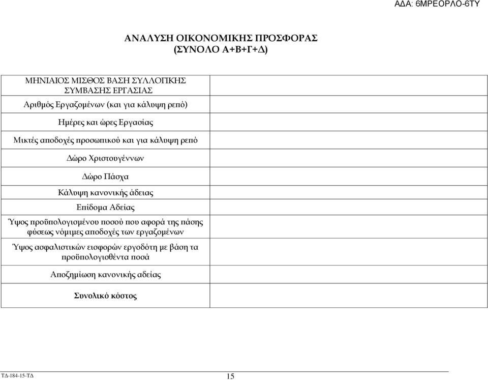 Κάλυψη κανονικής άδειας Ε ίδοµα Αδείας Ύψος ροϋ ολογισµένου οσού ου αφορά της άσης φύσεως νόµιµες α οδοχές των