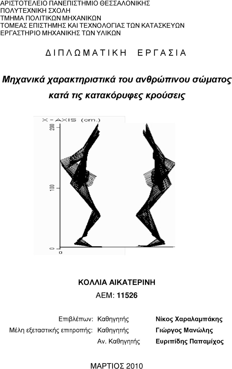 ανθρώπινου σώµατος κατά τις κατακόρυφες κρούσεις ΚΟΛΛΙΑ ΑΙΚΑΤΕΡΙΝΗ ΑΕΜ: 1156 Επιβλέπων: Καθηγητής Μέλη