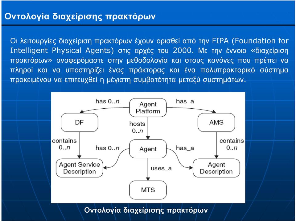 Με την έννοια «διαχείριση πρακτόρων» αναφερόµαστε στην µεθοδολογία και στους κανόνες που πρέπει να πληροί