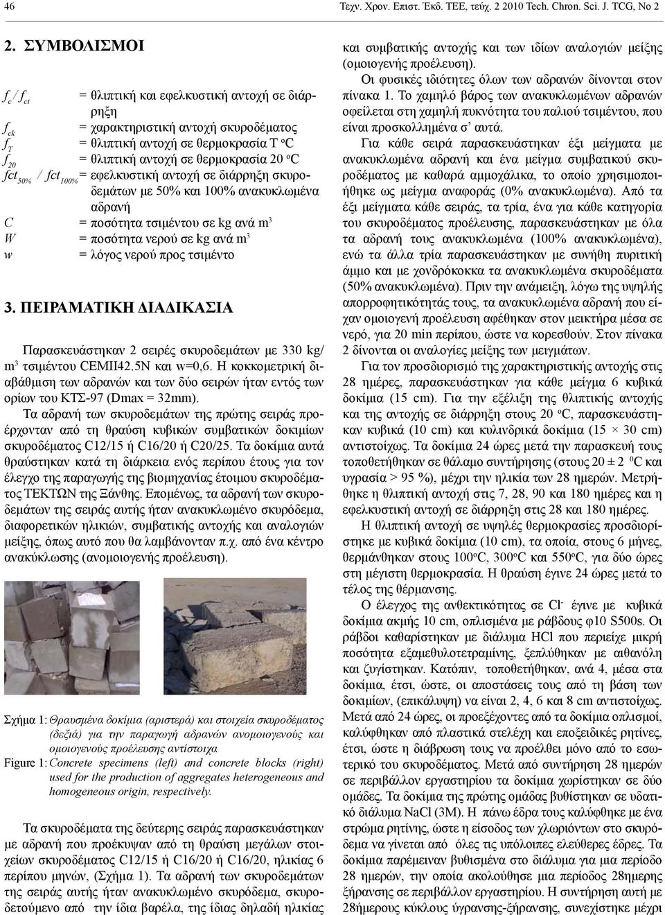 fct 5 / fct = εφελκυστική αντοχή σε διάρρηξη σκυροδεμάτων με 5 και 1 ανακυκλωμένα 1 αδρανή C = ποσότητα τσιμέντου σε kg ανά m 3 W = ποσότητα νερού σε kg ανά m 3 w = λόγος νερού προς τσιμέντο 3.