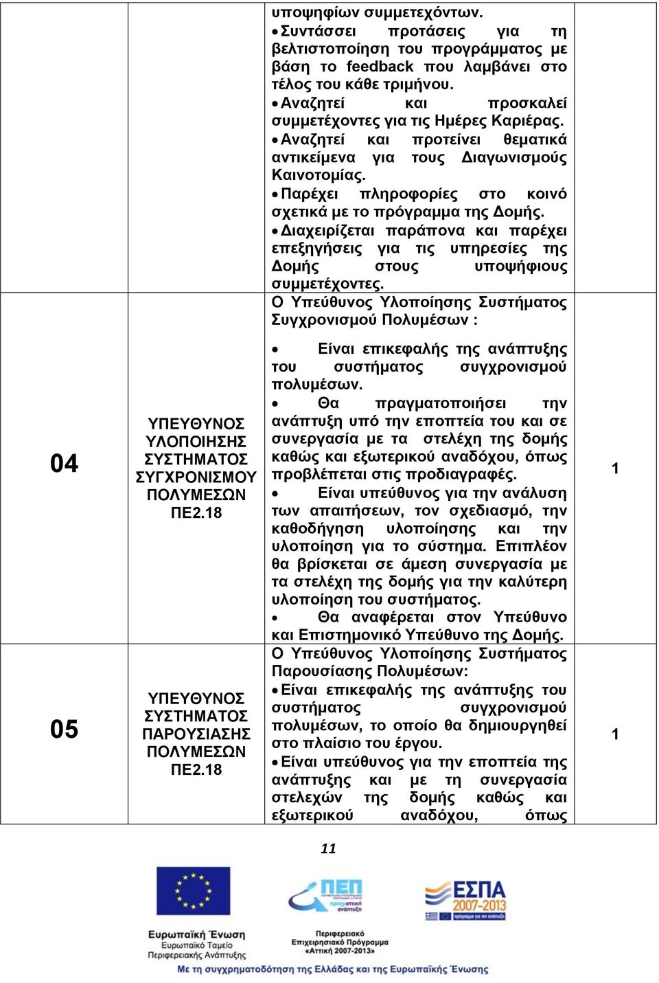 Παρέχει πληροφορίες στο κοινό σχετικά με το πρόγραμμα της Δομής. Διαχειρίζεται παράπονα και παρέχει επεξηγήσεις για τις υπηρεσίες της Δομής στους υποψήφιους συμμετέχοντες.