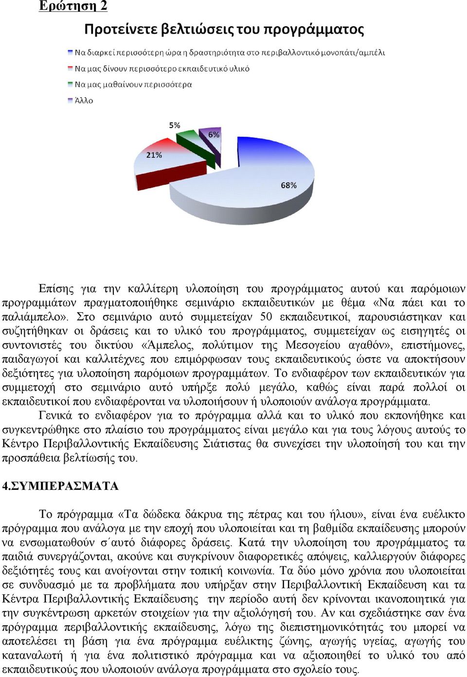 Μεσογείου αγαθόν», επιστήµονες, παιδαγωγοί και καλλιτέχνες που επιµόρφωσαν τους εκπαιδευτικούς ώστε να αποκτήσουν δεξιότητες για υλοποίηση παρόµοιων προγραµµάτων.