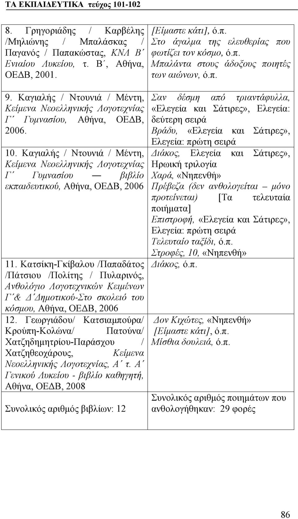 Καγιαλής / Ντουνιά / Μέντη, Κείμενα Νεοελληνικής Λογοτεχνίας Γ Γυμνασίου βιβλίο εκπαιδευτικού, Αθήνα, ΟΕΔΒ, 2006 11.