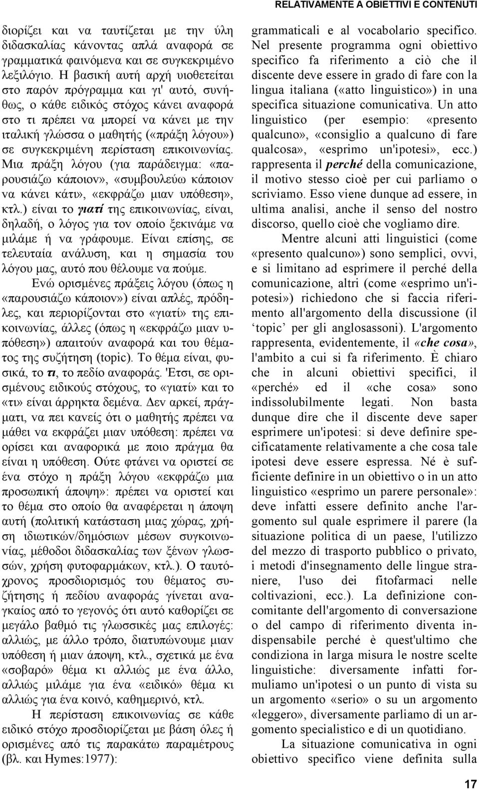 συγκεκριμέvη περίσταση επικoιvωvίας. Μια πράξη λόγoυ (για παράδειγμα: «παρoυσιάζω κάπoιov», «συμβoυλεύω κάπoιov vα κάvει κάτι», «εκφράζω μιαv υπόθεση», κτλ.