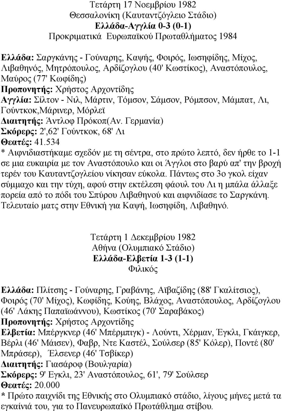 Πρόκοπ(Αν. Γερµανία) Σκόρερς: 2',62' Γούντκοκ, 68' Λι Θεατές: 41.