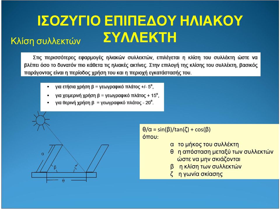 τοµήκοςτουσυλλέκτη θ η απόσταση µεταξύ των