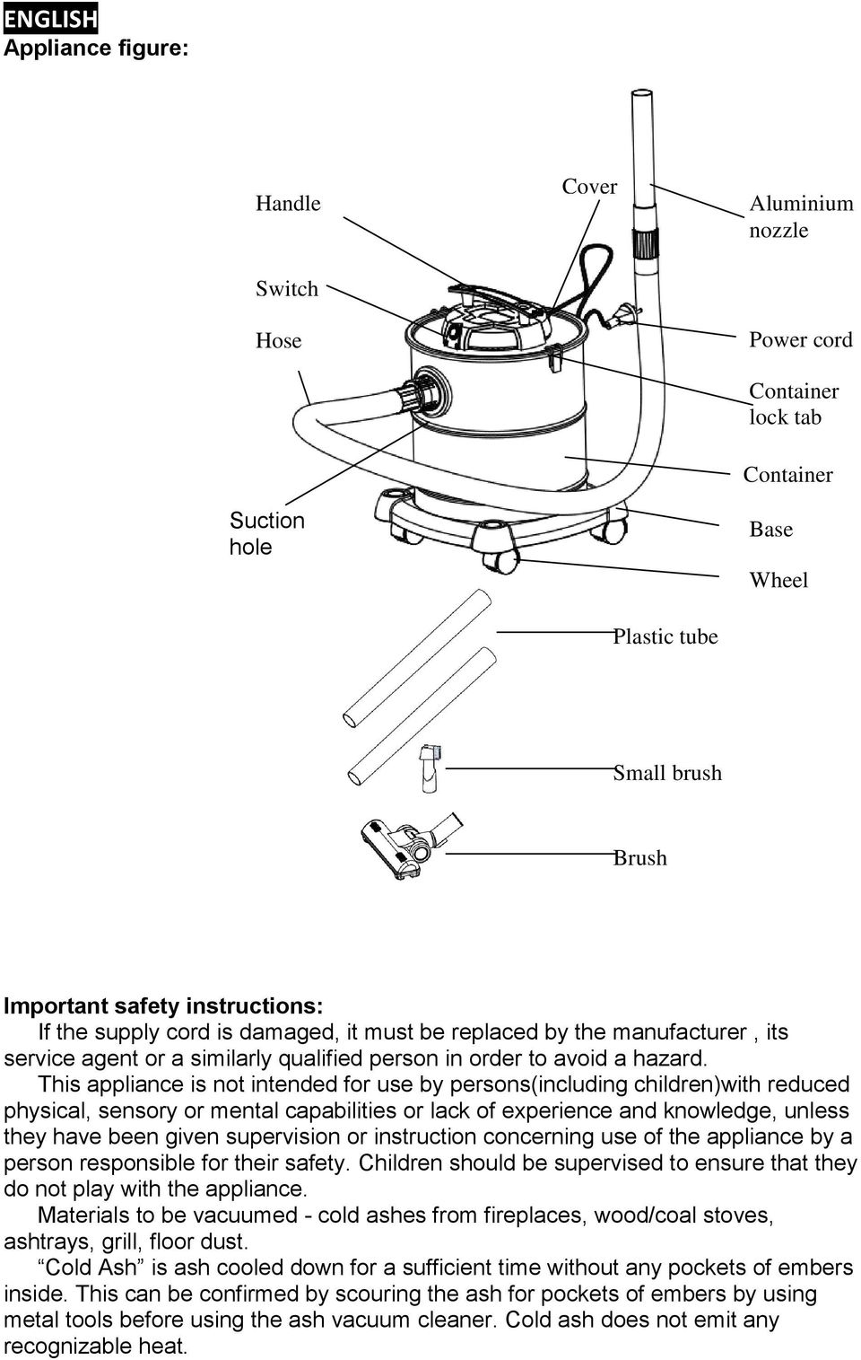 This appliance is not intended for use by persons(including children)with reduced physical, sensory or mental capabilities or lack of experience and knowledge, unless they have been given supervision