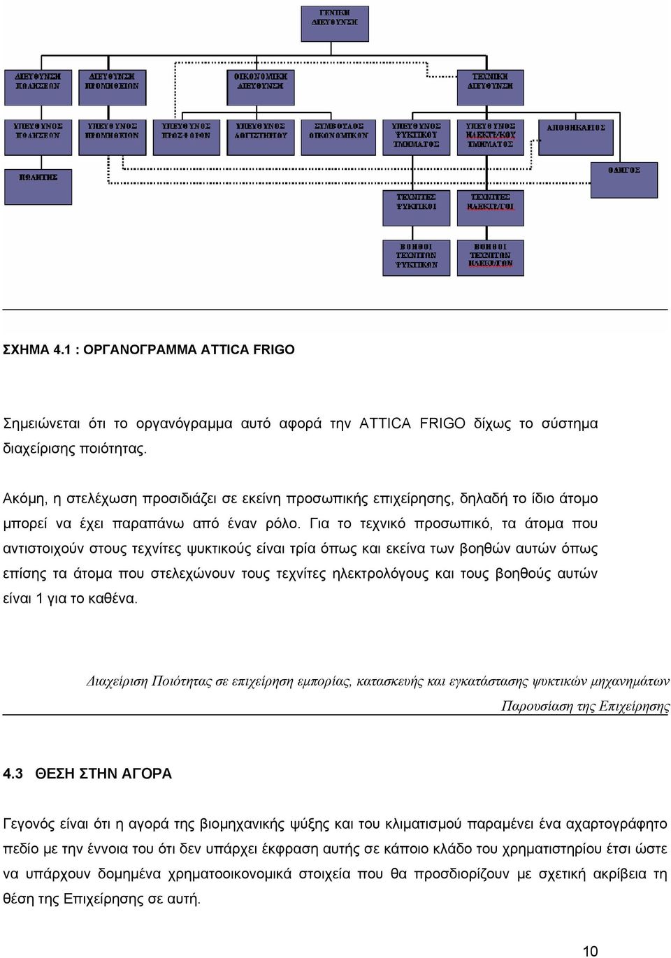 Για το τεχνικό προσωπικό, τα άτομα που αντιστοιχούν στους τεχνίτες ψυκτικούς είναι τρία όπως και εκείνα των βοηθών αυτών όπως επίσης τα άτομα που στελεχώνουν τους τεχνίτες ηλεκτρολόγους και τους