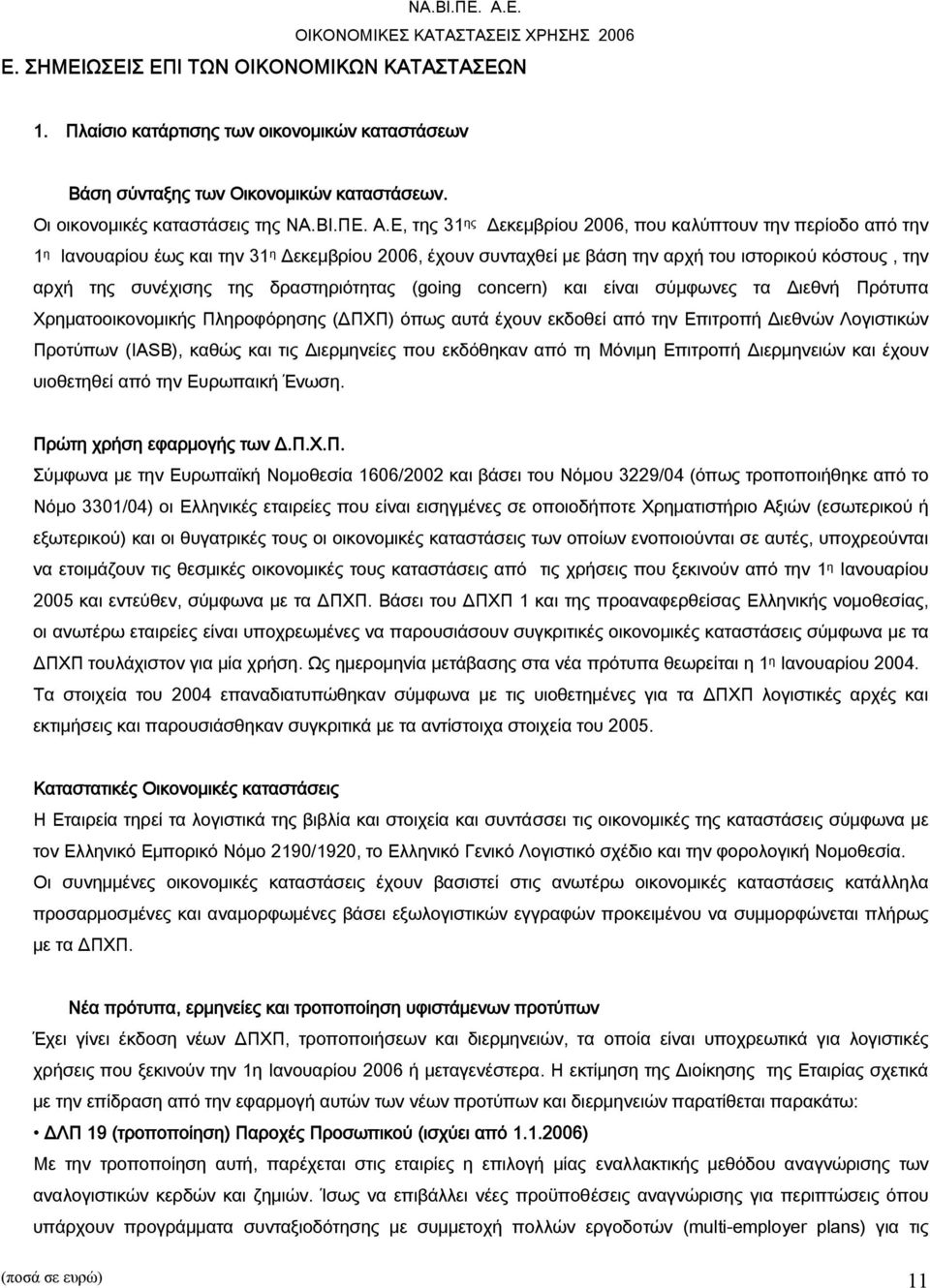 δραστηριότητας (going concern) και είναι σύμφωνες τα Διεθνή Πρότυπα Χρηματοοικονομικής Πληροφόρησης (ΔΠΧΠ) όπως αυτά έχουν εκδοθεί από την Επιτροπή Διεθνών Λογιστικών Προτύπων (IASB), καθώς και τις