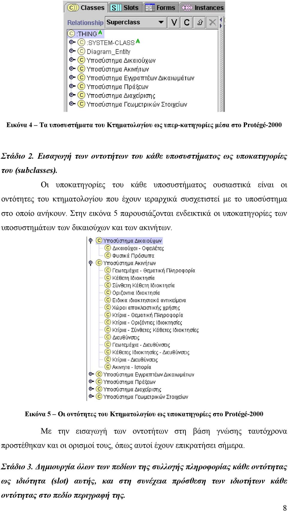 Στην εικόνα 5 παρουσιάζονται ενδεικτικά οι υποκατηγορίες των υποσυστηµάτων των δικαιούχων και των ακινήτων.