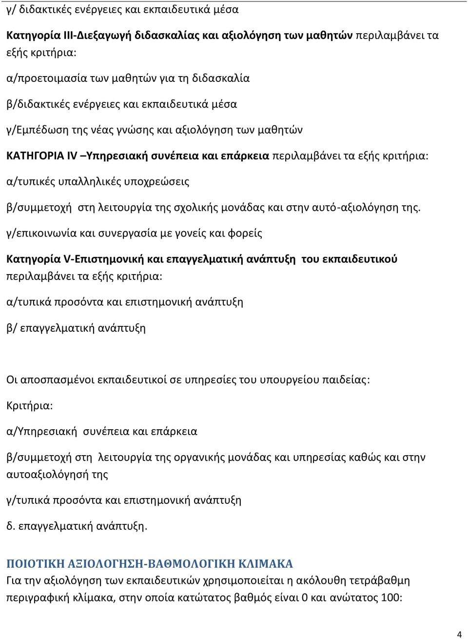 β/συμμετοχή στη λειτουργία της σχολικής μονάδας και στην αυτό-αξιολόγηση της.