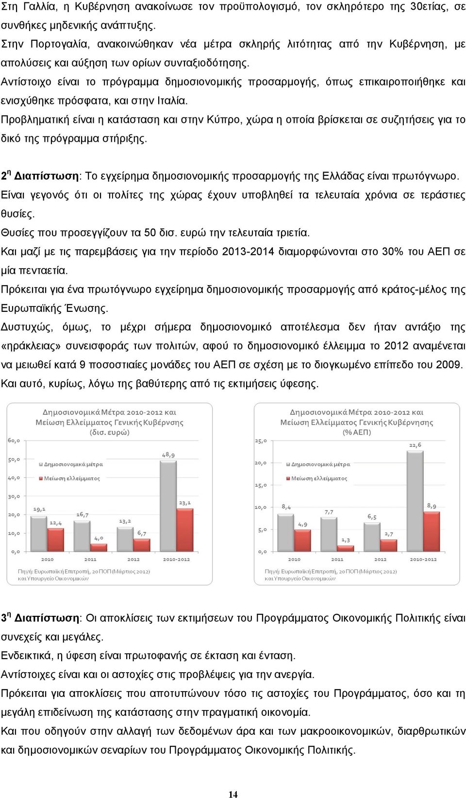 Αντίστοιχο είναι το πρόγραµµα δηµοσιονοµικής προσαρµογής, όπως επικαιροποιήθηκε και ενισχύθηκε πρόσφατα, και στην Ιταλία.