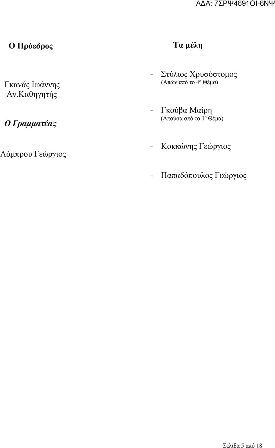 Χρυσόστομος (Απών από το 4 ο Θέμα) - Γκούβα Μαίρη