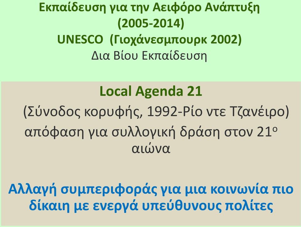 κορυφής, 1992-Ρίο ντε Τζανέιρο) απόφαση για συλλογική δράση στον 21