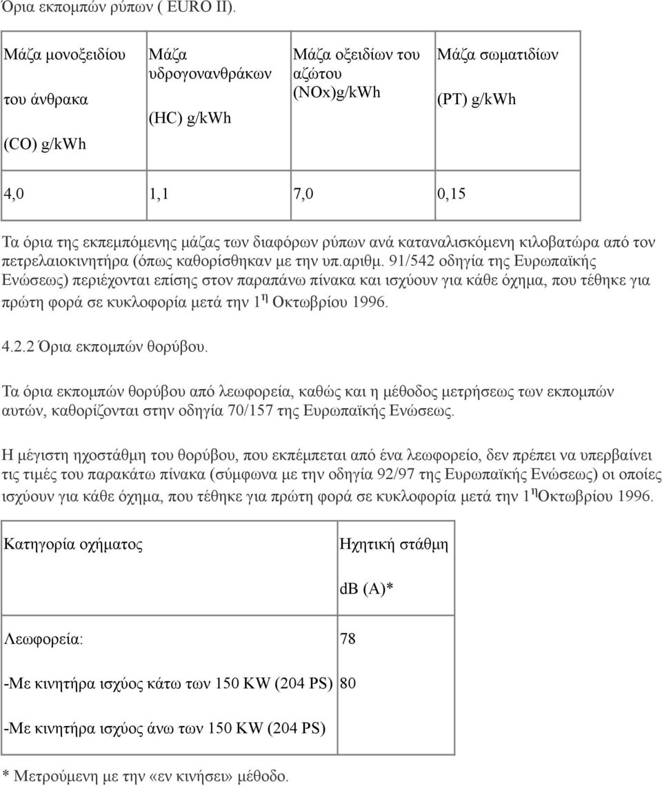 ρύπων ανά καταναλισκόμενη κιλοβατώρα από τον πετρελαιοκινητήρα (όπως καθορίσθηκαν με την υπ.αριθμ.