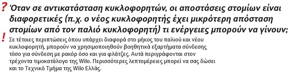 περιπτώσεις όπου υπάρχει διαφορά στο μήκος του παλιού και νέου κυκλοφορητή, μπορούν να χρησιμοποιηθούν βοηθητικά εξαρτήματα