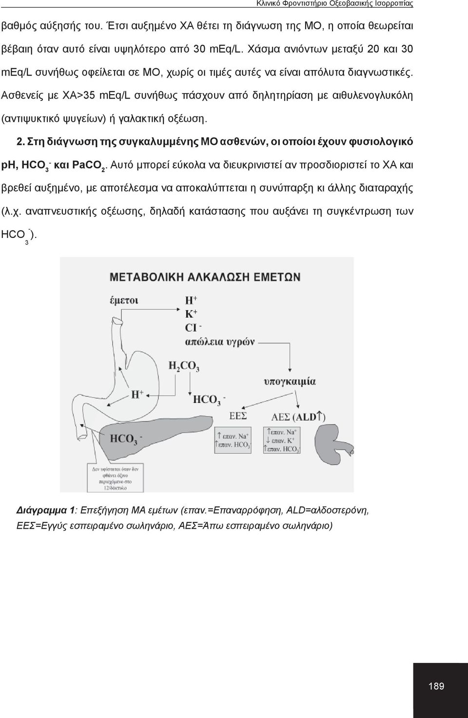 Ασθενείς με ΧΑ>5 meq/l συνήθως πάσχουν από δηλητηρίαση με αιθυλενογλυκόλη (αντιψυκτικό ψυγείων) ή γαλακτική οξέωση. 2.