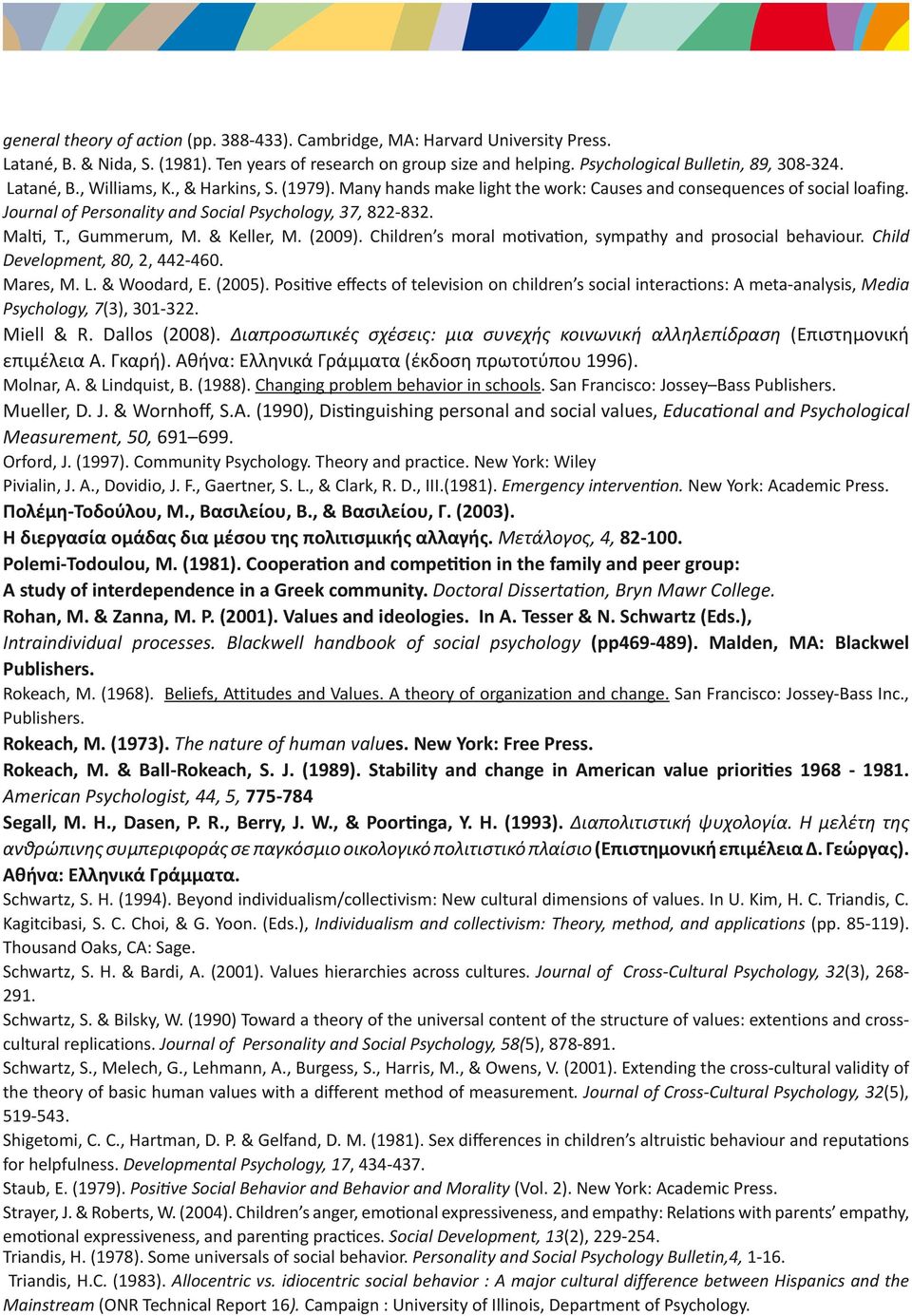 , Gummerum, M. & Keller, M. (2009). Children s moral motivation, sympathy and prosocial behaviour. Child Development, 80, 2, 442-460. Mares, M. L. & Woodard, E. (2005).